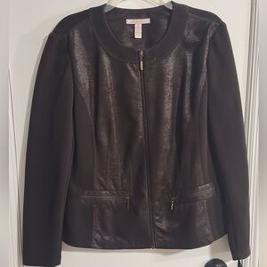 JM Collection Sable Brown Faux Leather & Suede Jacket. Sz 8. NWOT